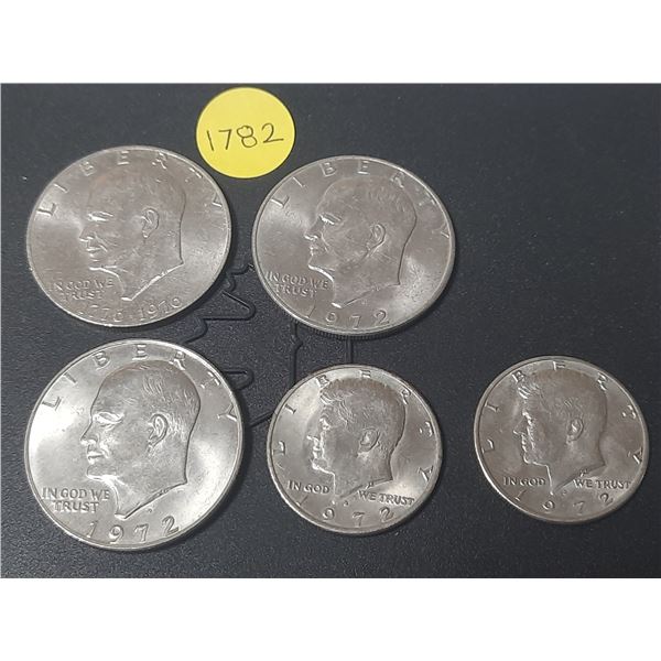 (2) 1972 U.S.A One Dollar and Half Dollar & 1976 U.S.A. One Dollar.