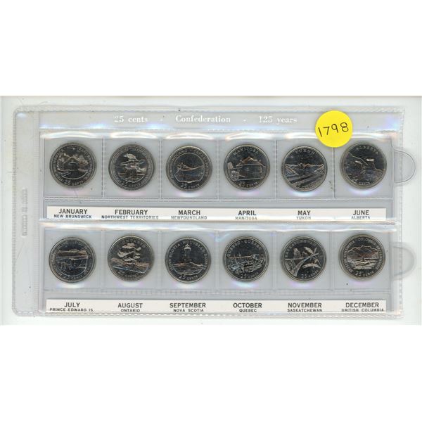 1992 Canadian 25-cent coin set commemorating the 125th anniversary of Confederation.