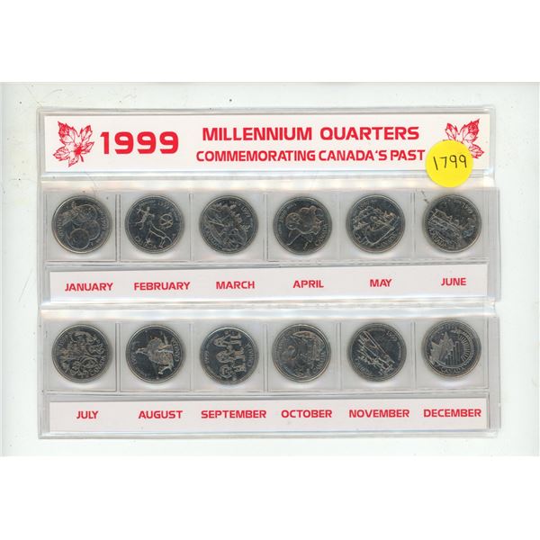 1999 Canadian 25-Cent Millennium Quarter 12-Coin Set.