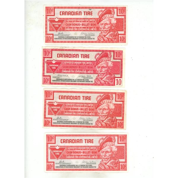 (12) Canadian Tire 10 Cents Paper Money.