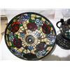 Image 12 : Beautiful Rare Tiffany Style Teapot Lamp, Working.  16.5” Tall. J.J. Peng Stamp on Shade.