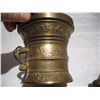 Image 5 : Antique Solid Brass Heavy Mortar and Pestle.  Engraved – 1611 Spes Mea In Deo Est (?)