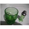 Image 2 : Vintage Uranium Glass Cup & Uranium Glass Salt Shaker