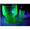 Image 7 : Vintage Uranium Glass Cup & Uranium Glass Salt Shaker