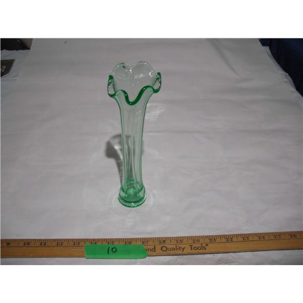 Uranium Glass Vase, 9” Tall