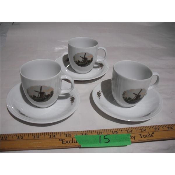 (3) 1984 Ter Steege Holland Royal Schwabap Cup and Saucer Sets