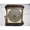 Image 2 : Vintage Mauthe 7-Jewel German Made Travel Clock (Working).  Genuine Leather Case. Hands & Numbers Gl