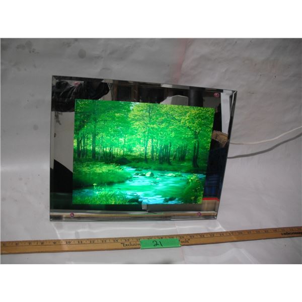 Vintage Mirror Light Box.  Lights up and Makes Nature Sounds (12.5” x 16”)