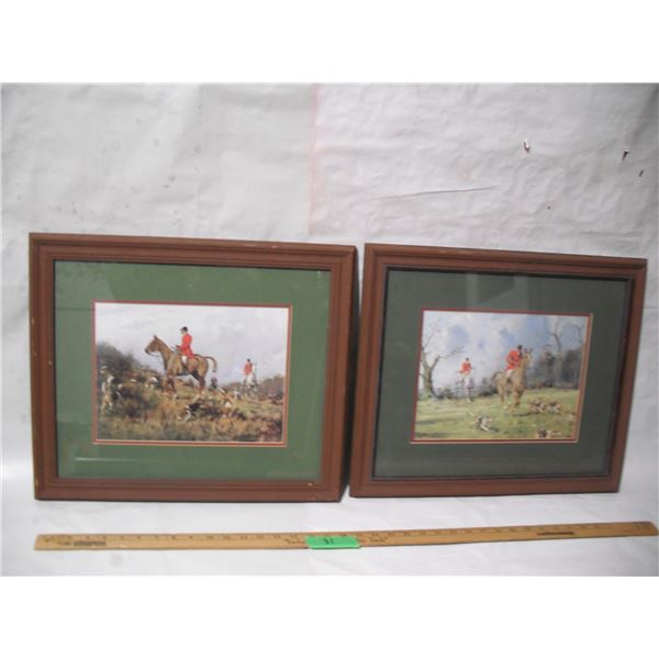 (2) George Wright Fox Hunting Pictures in Frame