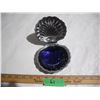 Image 1 : Vintage Shell Shaped Butter Dish w/ Cobalt Blue Insert