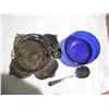 Image 5 : Vintage William Adams Finest Silverware Sugar Bowl & Spoon w/Cobalt Blue Insert