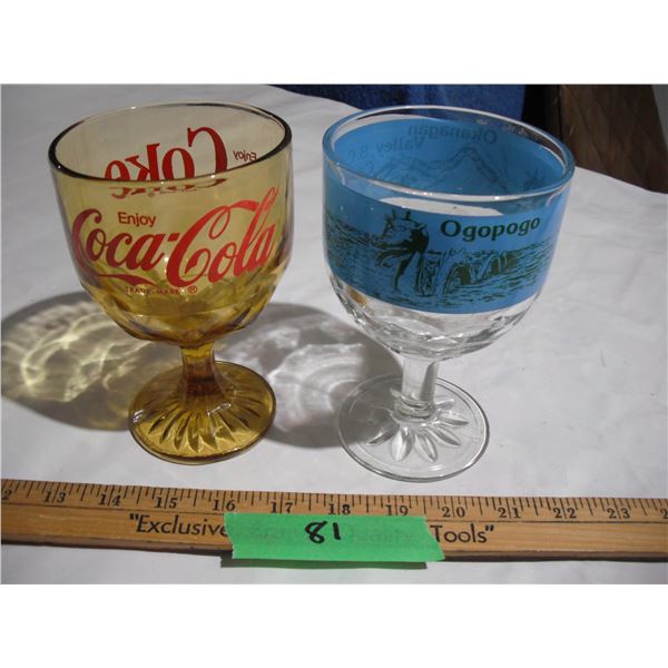 Coca-Cola & Ogopogo Glass Goblets