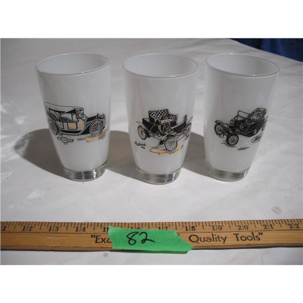 (3) Vintage Frosted Glass High Ball Glasses