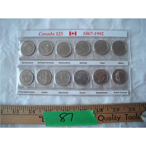 1967-1992 Canada 125 Quarter Set in Plastic