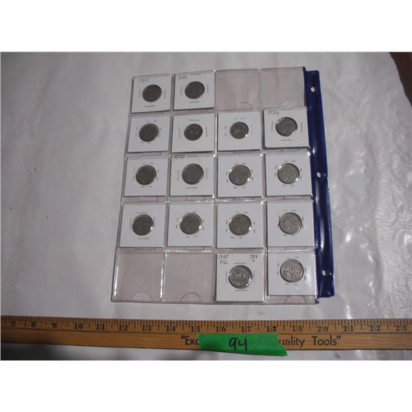 (16) Canadian Nickels.  1922-1968.  Inc. 1937-dot