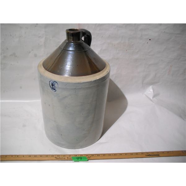 RARE Large Burley Winter Pottery Blue Heart 5 Gallon Stoneware Jug.