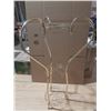 Image 1 : Vintage-Style Gold Colour Metal Three-Tiered Plant Stand With Heart-Shaped Curved Arms. (Height 30")
