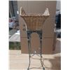Image 1 : Vintage Wicker Plant Basket Metal Stand - Heavy - (Height 33")