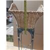 Image 2 : Vintage Wicker Plant Basket Metal Stand - Heavy - (Height 33")