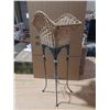 Image 3 : Vintage Wicker Plant Basket Metal Stand - Heavy - (Height 33")