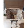 Image 6 : Vintage Wicker Plant Basket Metal Stand - Heavy - (Height 33")