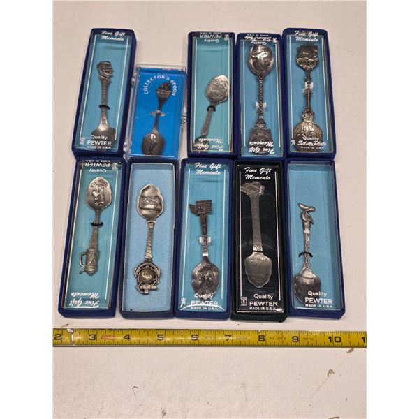 10 pewter collector spoons