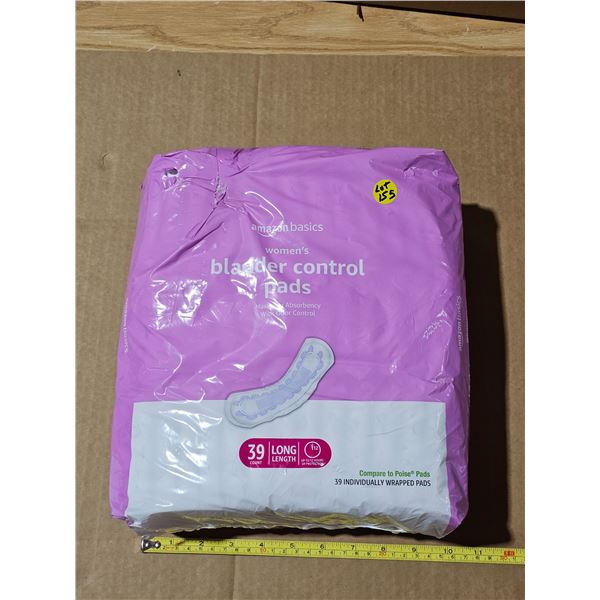 Unopened package of adult women bladder control pads