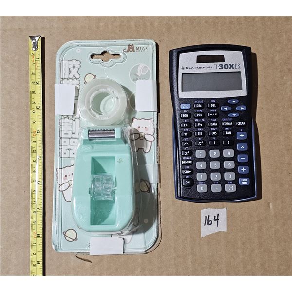 New Texas instruments TI 30X calculator, NIB home tape dispenser & tape