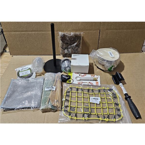 New kitchen utensils, salad bowls, meat tenderizer, paper towel rack, etc.
