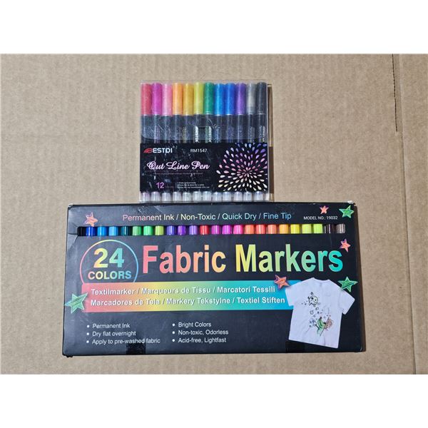 Unused 24 pack fabric markers and outline marker pens
