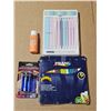 Image 1 : New case of pens with leads and erasers and coloring pencils with sharpener