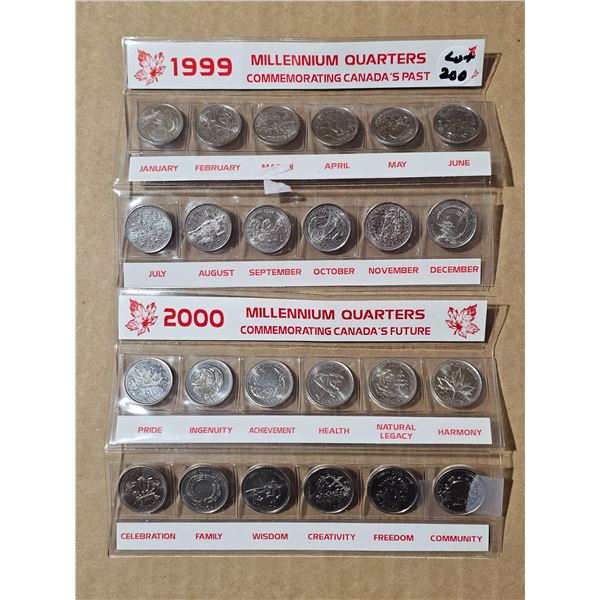 1999 and 2000 millennium commemorative quarters in original package