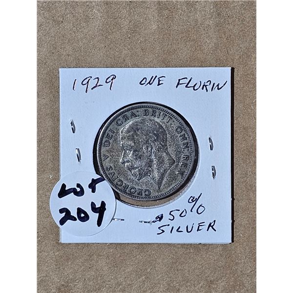 1929 One Florin coin 50%silver