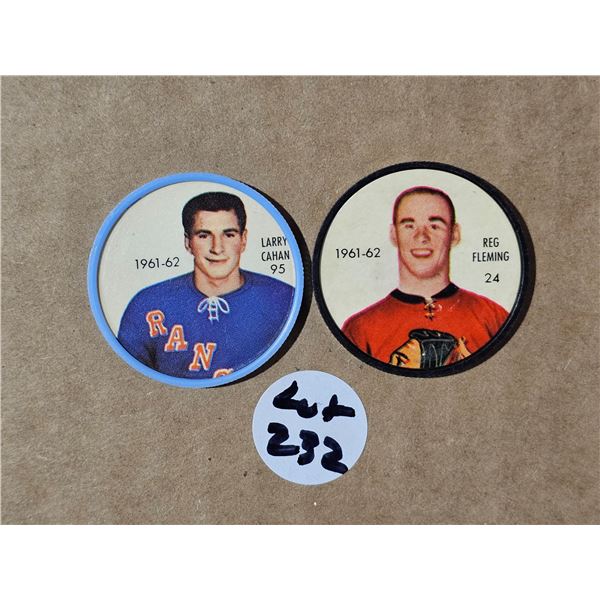 1961/62 Salada Foods hockey coins Reg Fleming #24, Larry Cahan #93