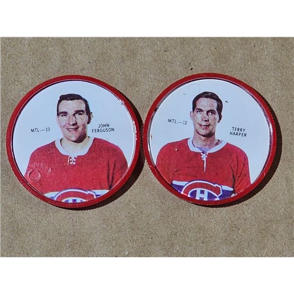 1968/69 Shirriff hockey coin Terry Harper #12, John Ferguson #10