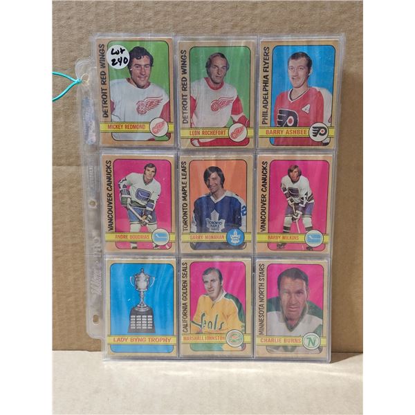 1972/73 OPC hockey cards 18 cards