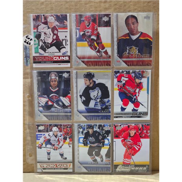 Nine Upper Deck Young Guns Rookie cards various years and teams