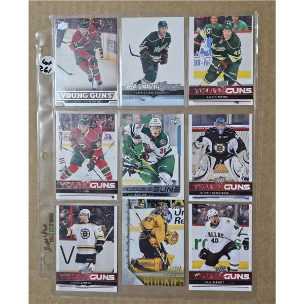 Nine Upper Deck Young Guns Rookie cards various years and teams