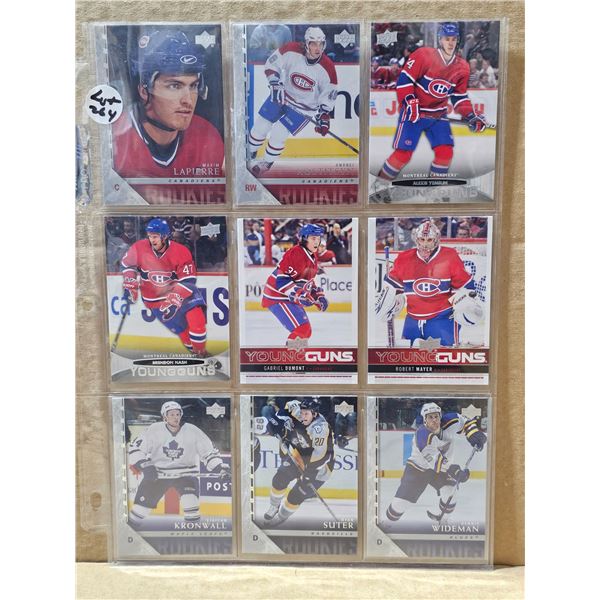 Nine Upper Deck Young Guns Rookie cards various years and teams