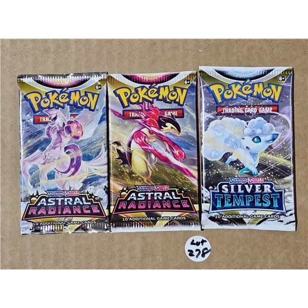 Pokemon Silver Tempest and Astral Radiance Three booster packs factory package