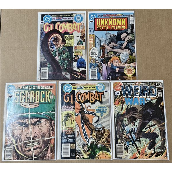 Five DC Comics in bags with backboards