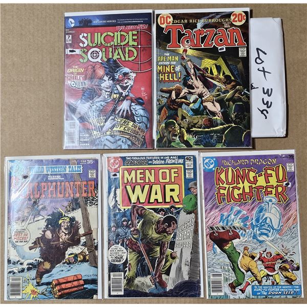 Five DC Comics in bags with backboards