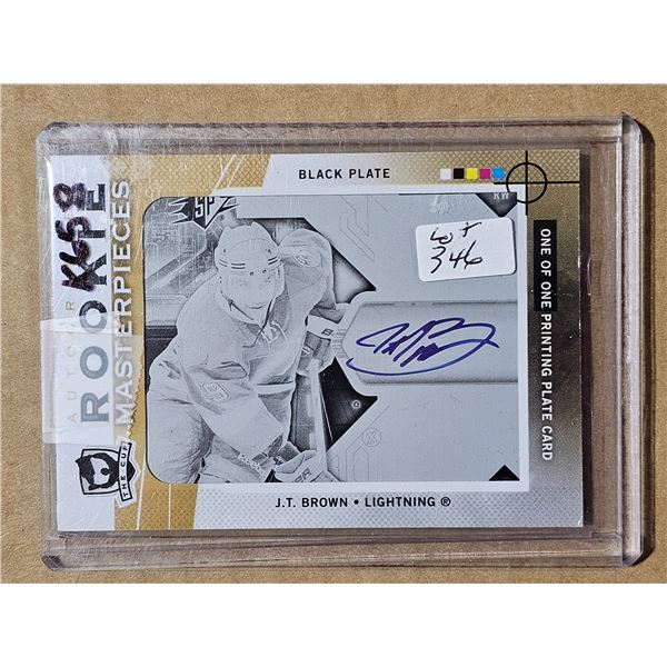 2012/13 THE CUP Rookie Masterpieces 1 of 1 JT Brown Black PLATE SPX-17