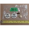 Image 1 : Lot of pins- 2 curl-o-rama, Massey Ferguson button pins- 1964, 1965, and 2 misc. pins