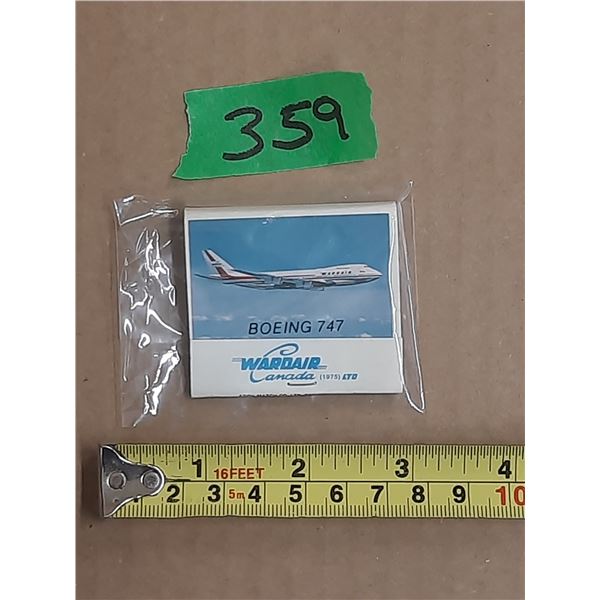 1975  Wardair Boeing 747 match book unused