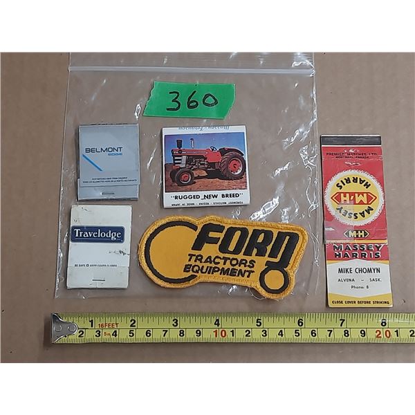 Empty match books and Ford patch,  inc. Massey Harris from Alvena, Sask