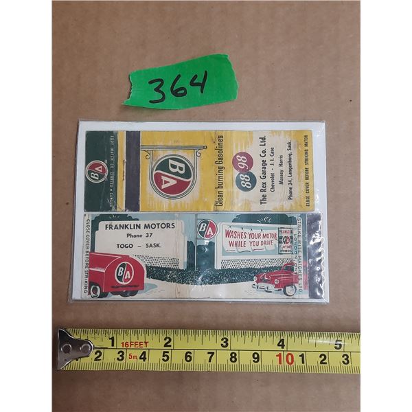 2 BA match books - empty. Inc. Franklin Motors, Togo, SK