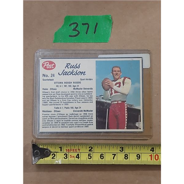 1962 post cereal CFL Russ Jackson card #24