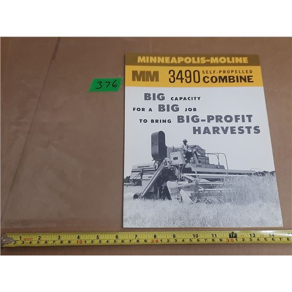 Minneapolis Moline 3490 combine brochure