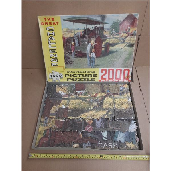 The great challenge puzzle 2000pcs- interlocking picture puzzle case- rumley farming glued